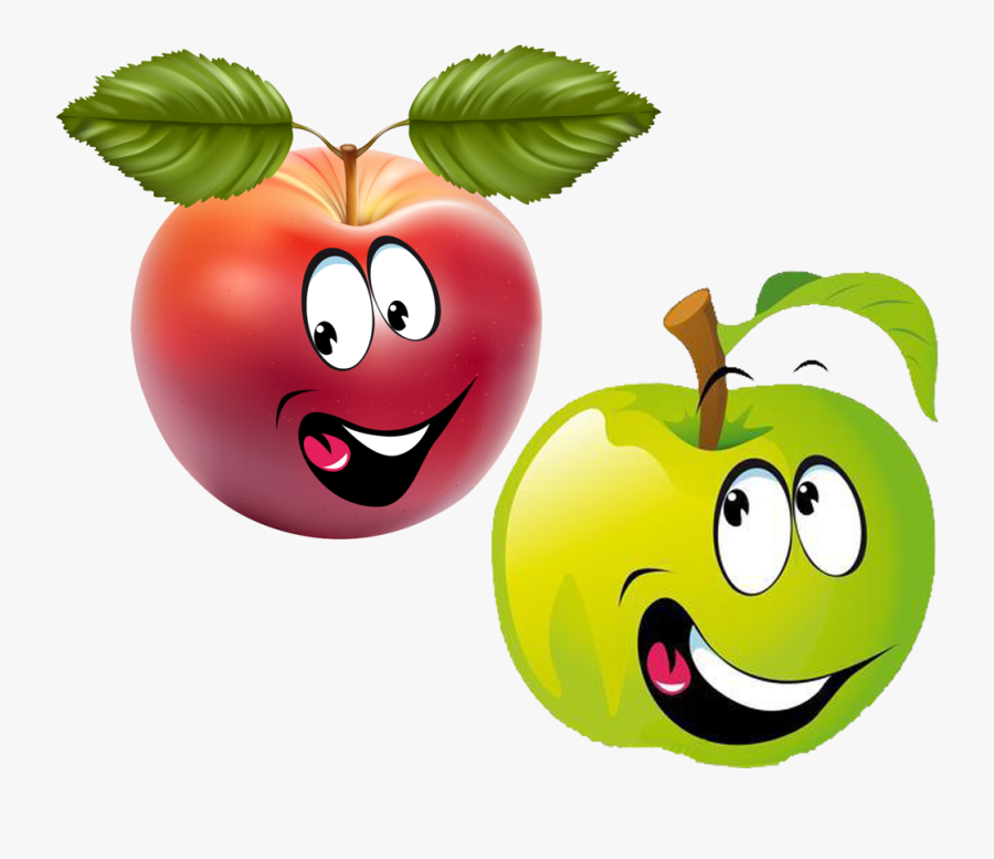 Fruit Cartoon Clip Art Smiling Apple Transprent Ⓒ - Fruits With Face Clipart, Transparent Clipart