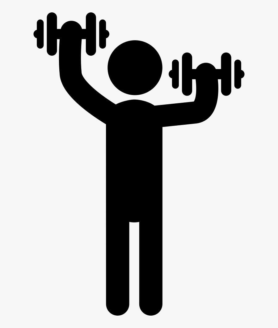 Standing Man Silhouette Lifting Dumbbells Svg Png Icon - Lifting Dumbbells Png, Transparent Clipart