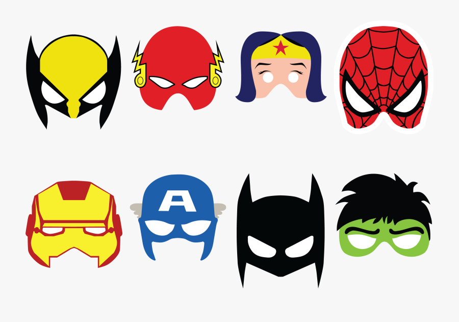 Superhero Batman Flash Iron Hero Batgirl Man Clipart - Superhero Party Mask Printable, Transparent Clipart