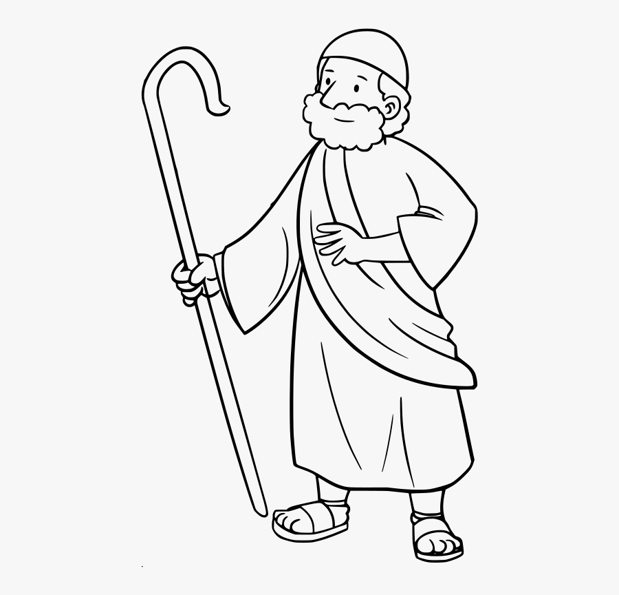 The Shepherd Medium Image - Moses Clipart Black And White, Transparent Clipart