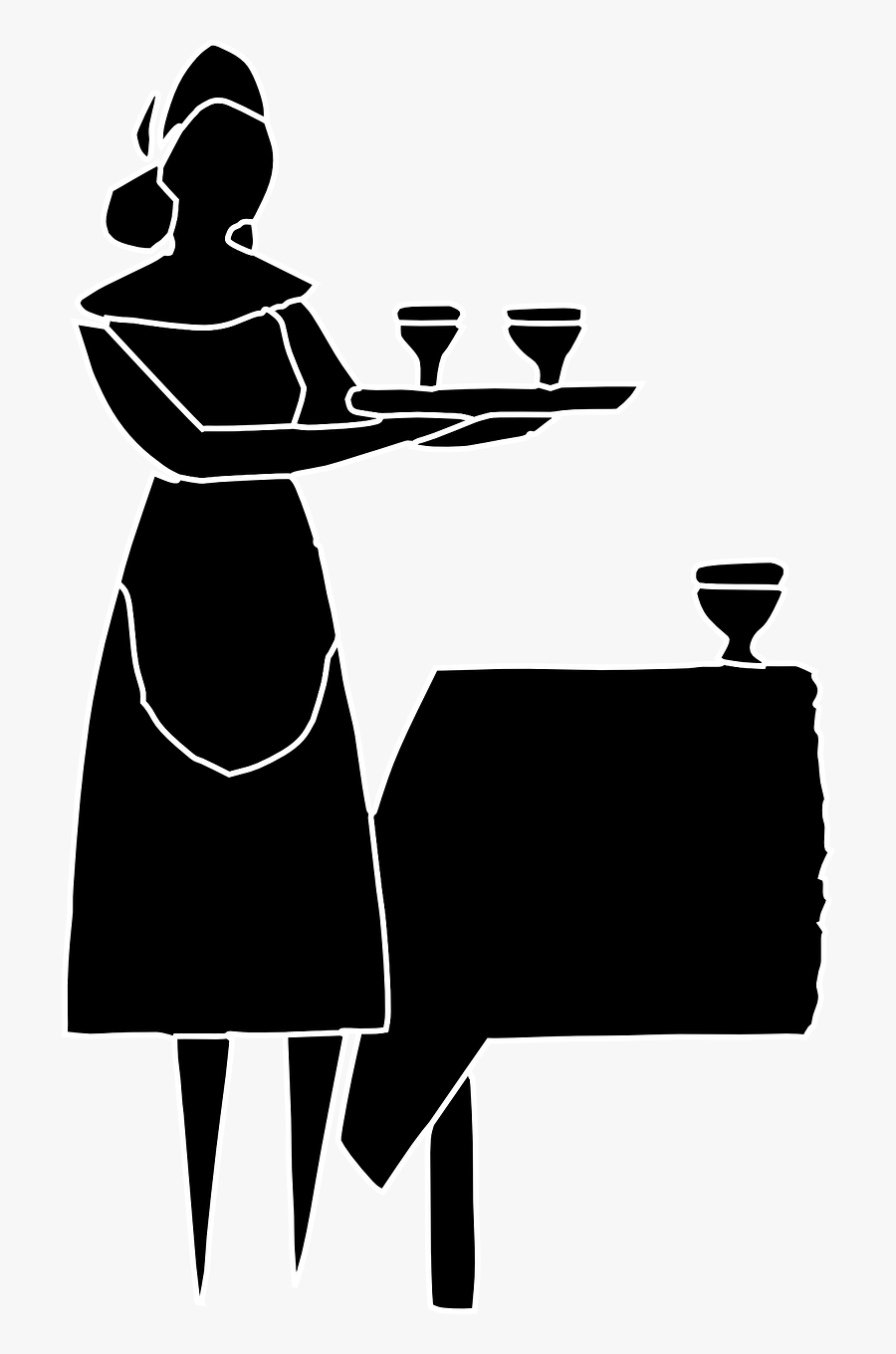 Server, Servant, Table, Lady, Silhouette, Restaurant - Restaurant Server Icon Png, Transparent Clipart