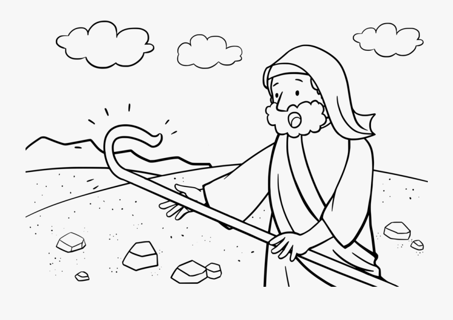 Moses And His Staff Coloring Page, Transparent Clipart