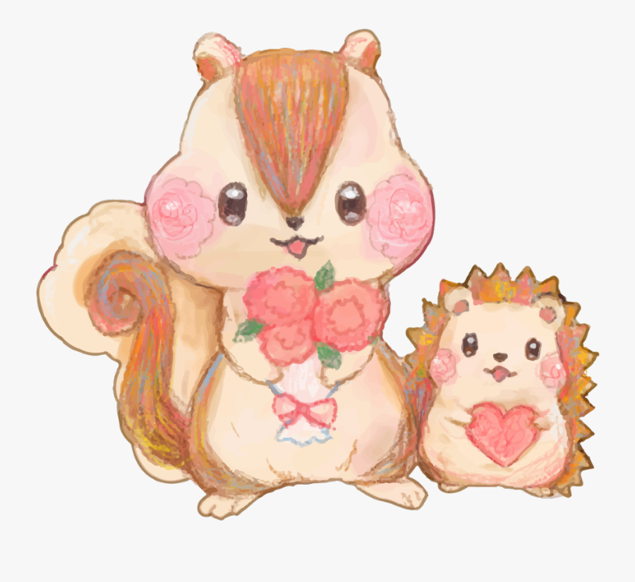 #heart #squirrel #hedgehog #flowers #love #pet #starlight - リス の 🐿 イラスト, Transparent Clipart