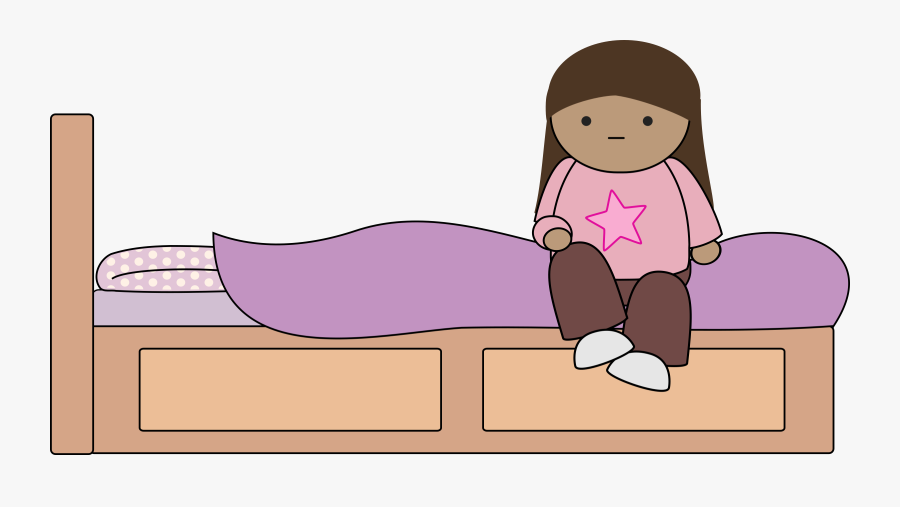 Transparent Sleeping Clipart - Sit On Bed Clipart, Transparent Clipart