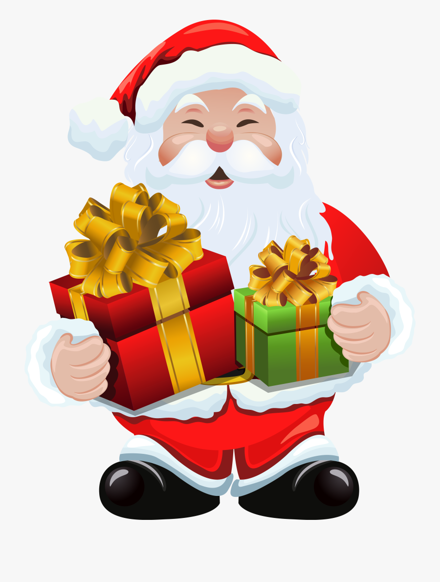 Clip Art With Gifts Png Clipart - Santa With Presents Clipart , Free