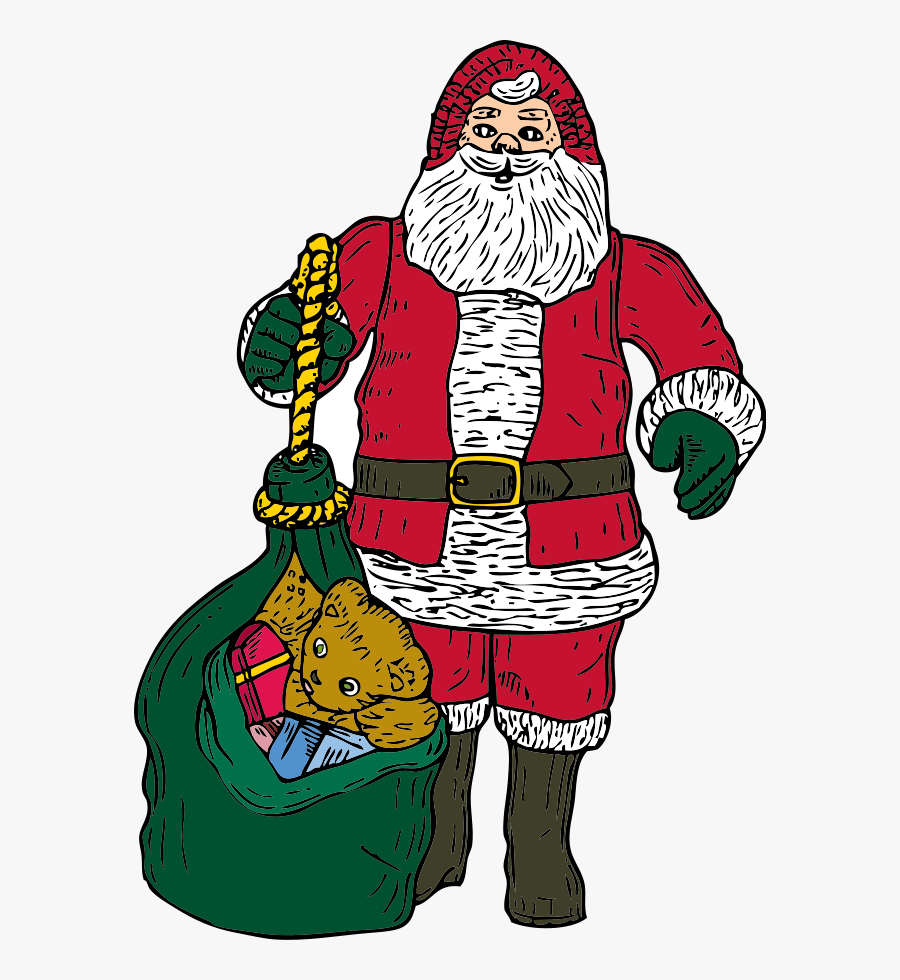 Santa With Bag, Transparent Clipart
