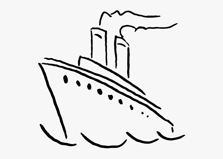 Boat Black And White Ship Clip Art Black White Free - Cruise Ship Line Art, Transparent Clipart