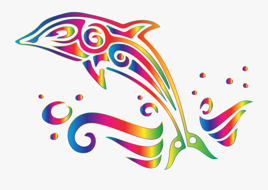 Transparent Rainbow Clip Art - Dolphin Clipart Black And White, Transparent Clipart