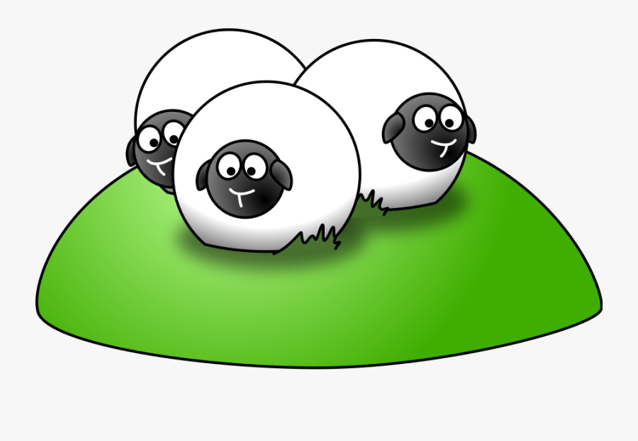 Free Cartoon Three Sheep Clip Art - Cartoon Sheep On A Hill, Transparent Clipart