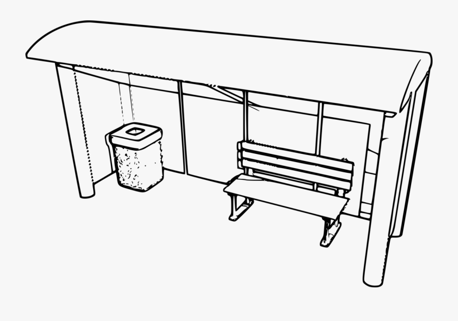 Bus Stop Clipart Black And White - Draw A Bus Station, Transparent Clipart