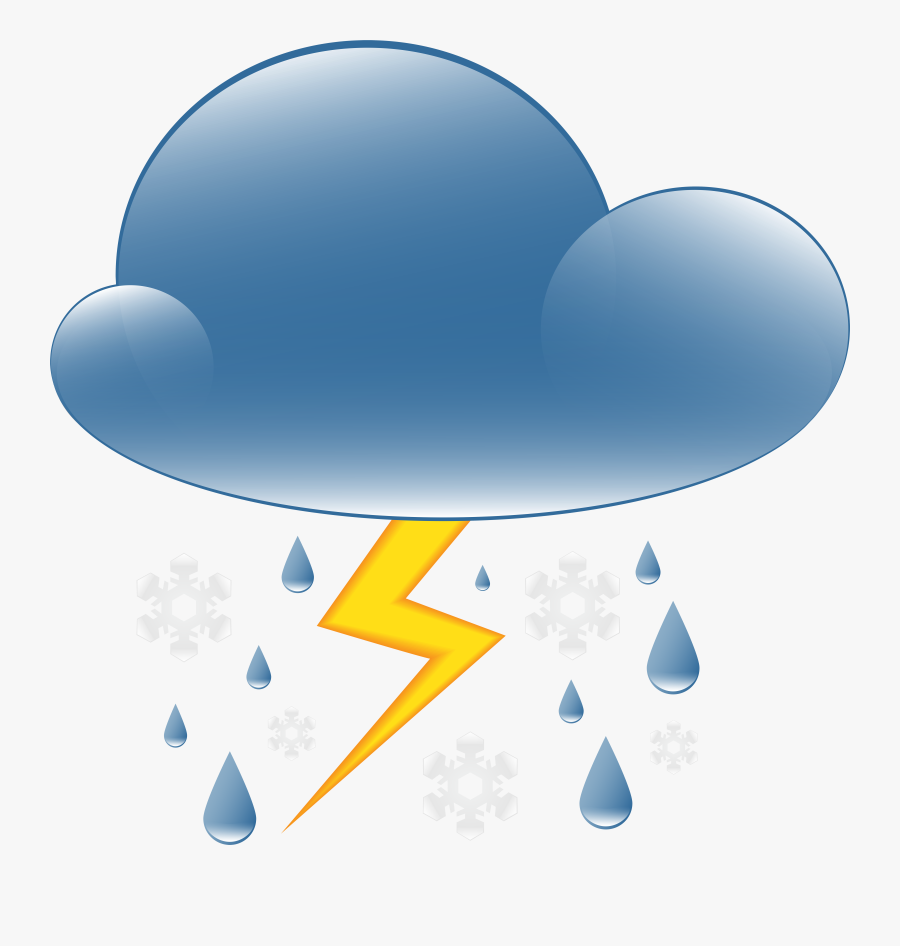Thunder Rain And Snow Weather Icon Png Clip Art, Transparent Clipart