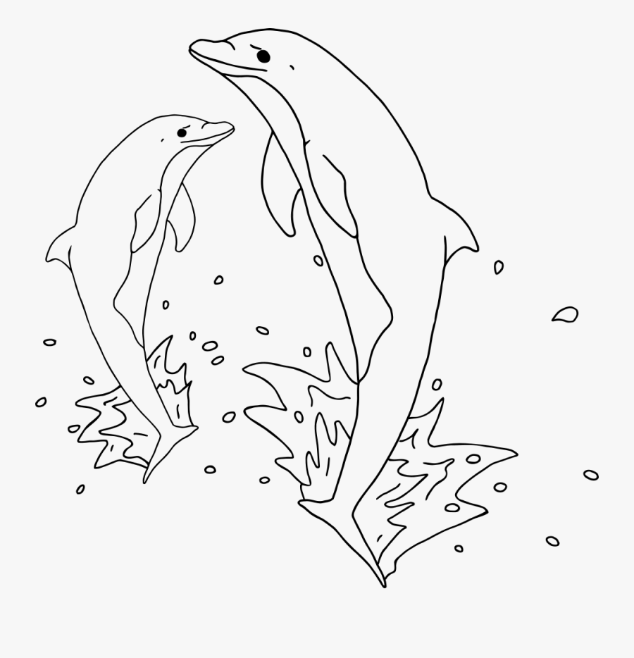 Jumping Dolphins Outline - Outline Pictures Of Dolphins, Transparent Clipart