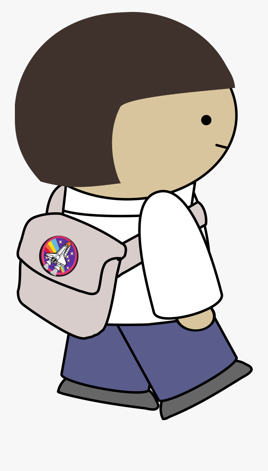 Clipart Backpack Small Backpack - Cartoon Girl Walking Transparent, Transparent Clipart