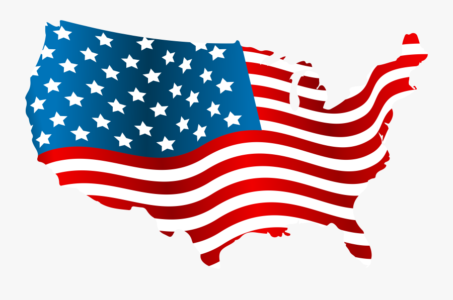 Usa Flag Map Png Clip Art Image - America Map Flag Png, Transparent Clipart