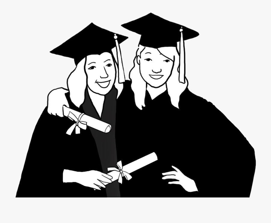 Graduated Girl Transparent Background - Black And White Friends Clipart Png, Transparent Clipart