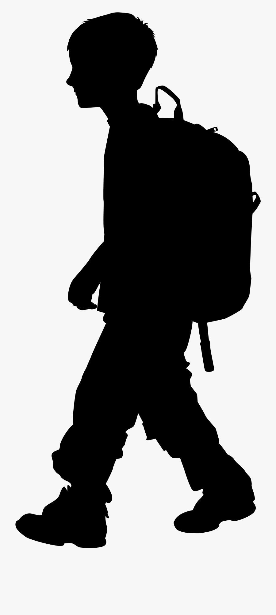 Boy With Backpack Silhouette, Transparent Clipart