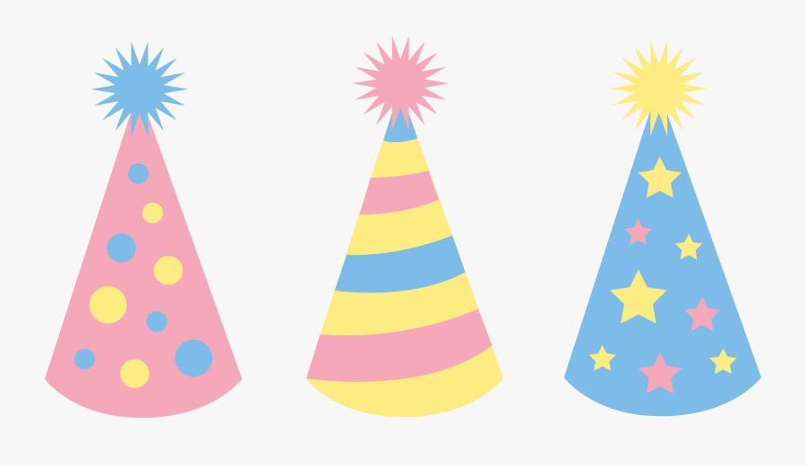 Pastel Colored Party Hats - Birthday Hat Vector Png, Transparent Clipart
