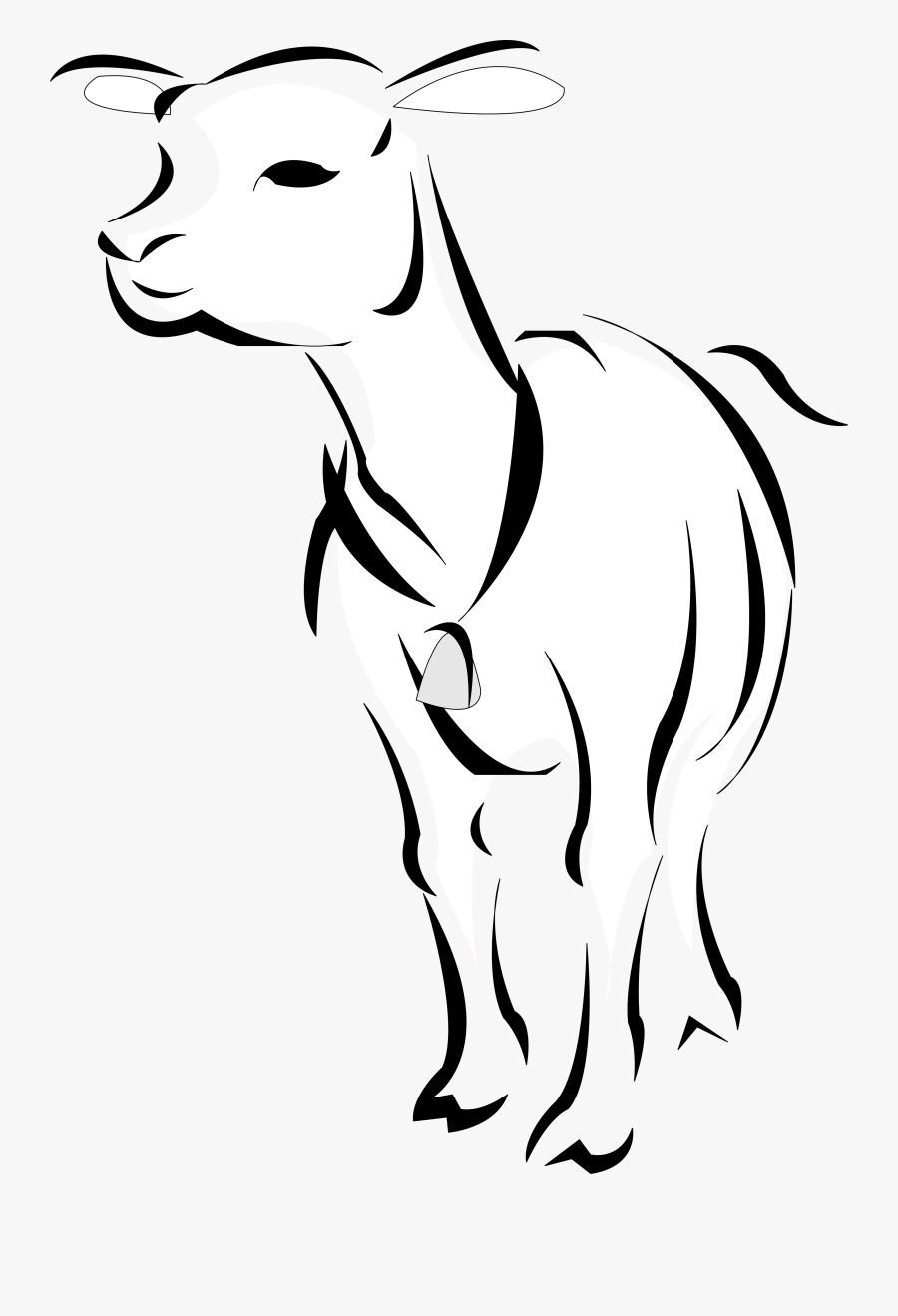 Artfavor Lamb Black White - Sheep With A Bell, Transparent Clipart
