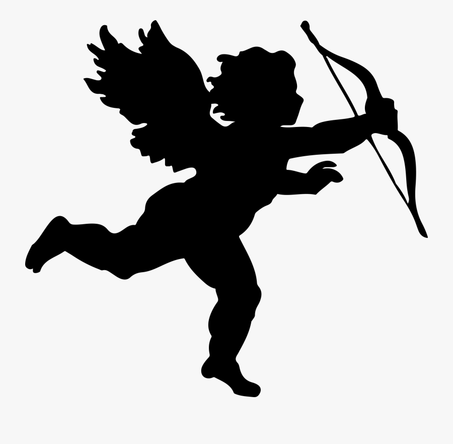 Black Silhouette Of Cupid, Transparent Clipart