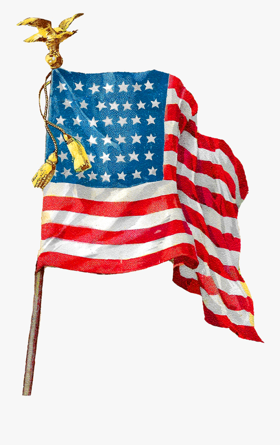 Flag American Patriotic Image Illustration Clipart - Vintage American Flag Illustration, Transparent Clipart