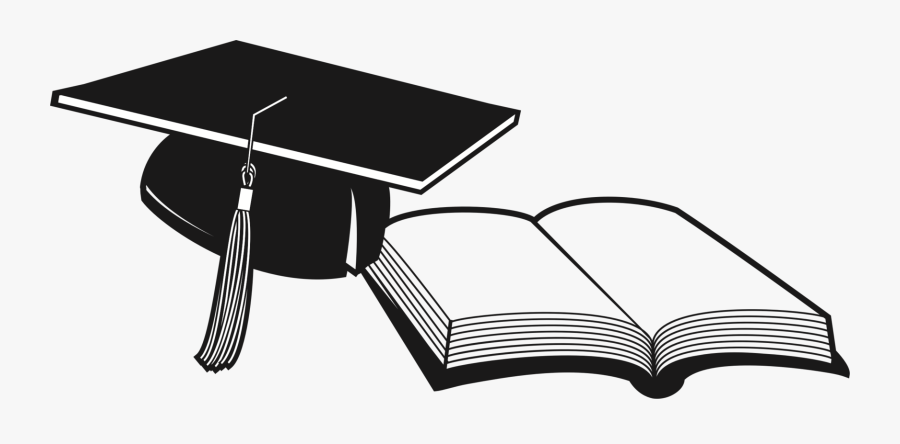 Transparent Mortar Board Clipart - Graduation Cap And Open Book, Transparent Clipart