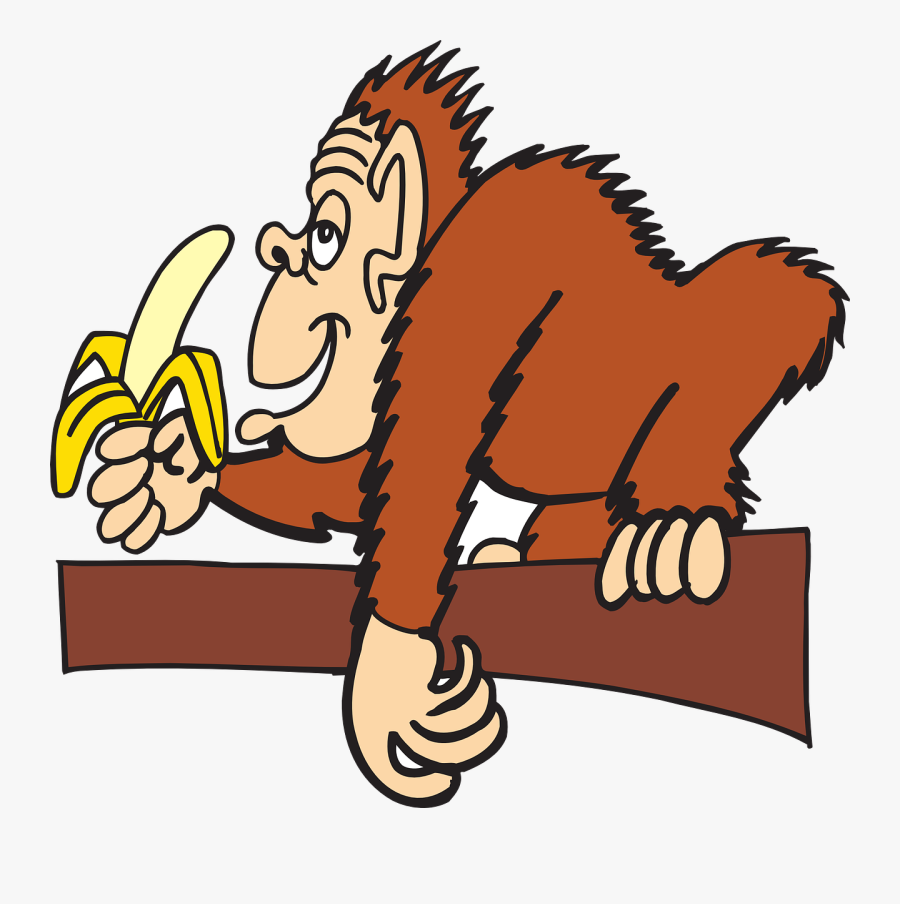 Free Monkey Eating Banana Clip Art - Cartoon Gorilla Eating A Banana, Transparent Clipart