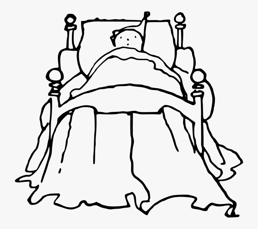 Bed Bedtime Child Infant Kid Sleep Sleeping - Boy In Bed Cartoon Black And White, Transparent Clipart