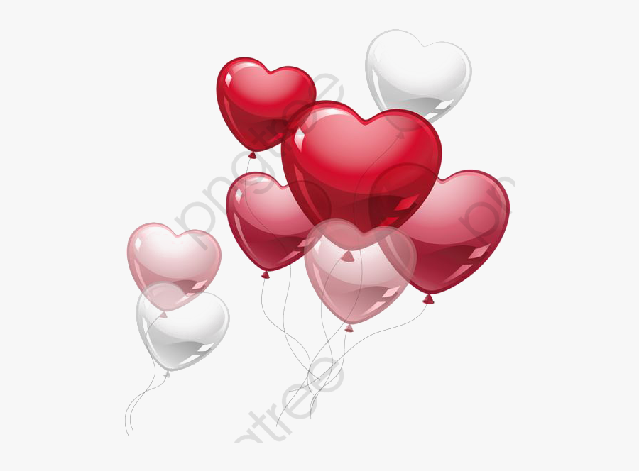 Floating Balloons Red - Happy Birthday Heart Balloons, Transparent Clipart