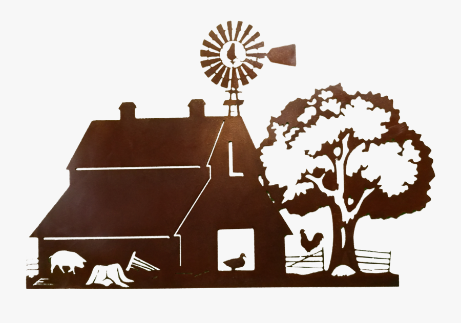 House Clipart Set - Barn With Windmill Clipart, Transparent Clipart