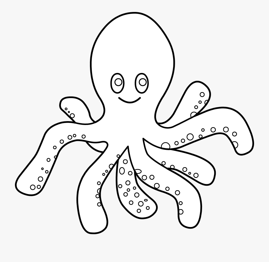 Octopus Coloring Page Free Clip Art - Preschool Coloring Page Fish, Transparent Clipart