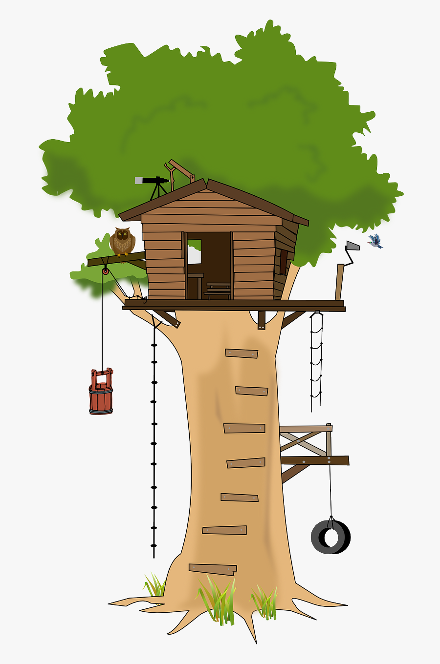 House Clipart Farmhouse - Cartoon Tree House, Transparent Clipart