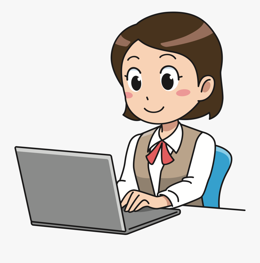Person Doing Homework Png - Girl Using Laptop Clipart, Transparent Clipart
