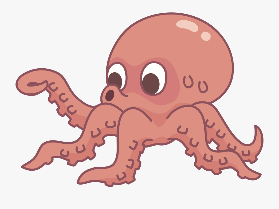 Marine - Octopus Cartoon Transparent Background, Transparent Clipart