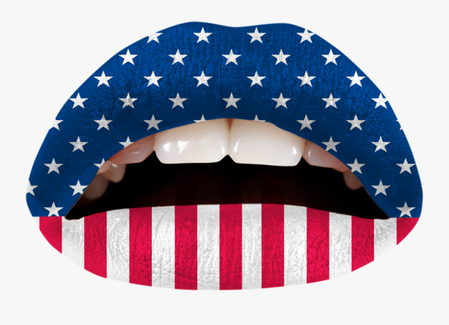 Transparent American Flags Clipart - American Flag Lip Tattoo, Transparent Clipart
