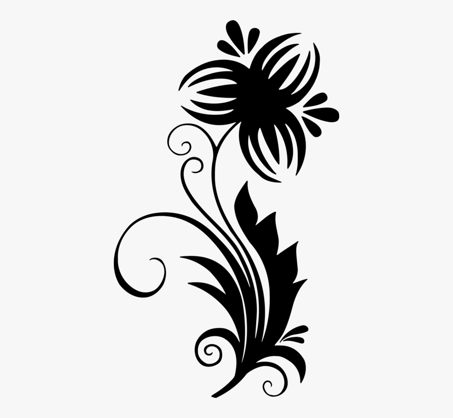 Floral Design Flower Drawing Leaf Line Art - Line Art Leaf Design, Transparent Clipart