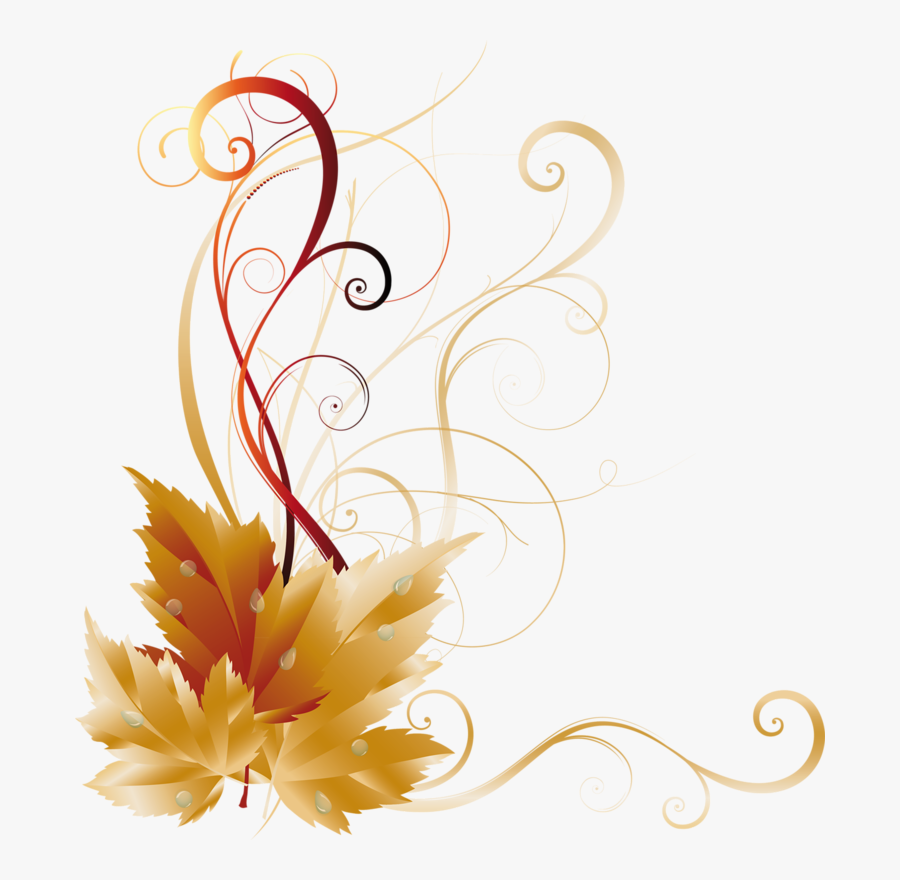 Autumn Leaves Clipart Corner Border - Side Border Design Png, Transparent Clipart