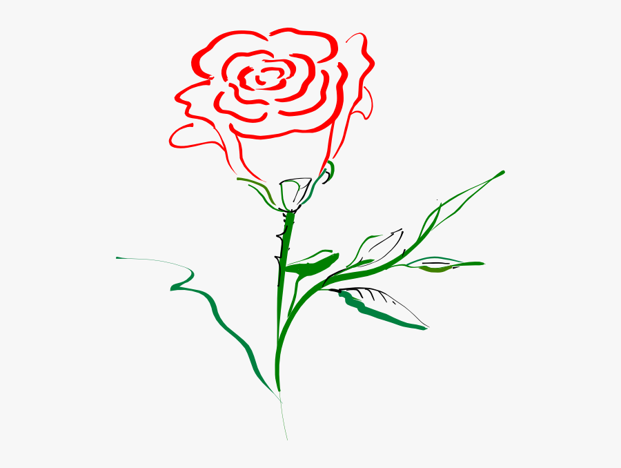 Simple Rose Outline Clipart - Red Rose Outline Clipart, Transparent Clipart