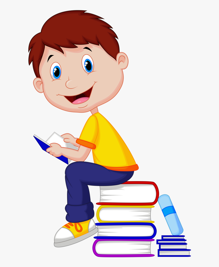 Homework Clipart Portfolio - Boy Read Book Cartoon, Transparent Clipart