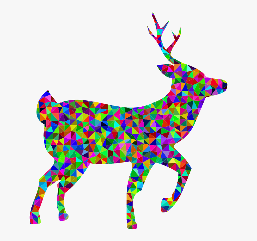 Clipart Prismatic Low Poly Deer Clipart - Transparent Deer Silhouette Png, Transparent Clipart