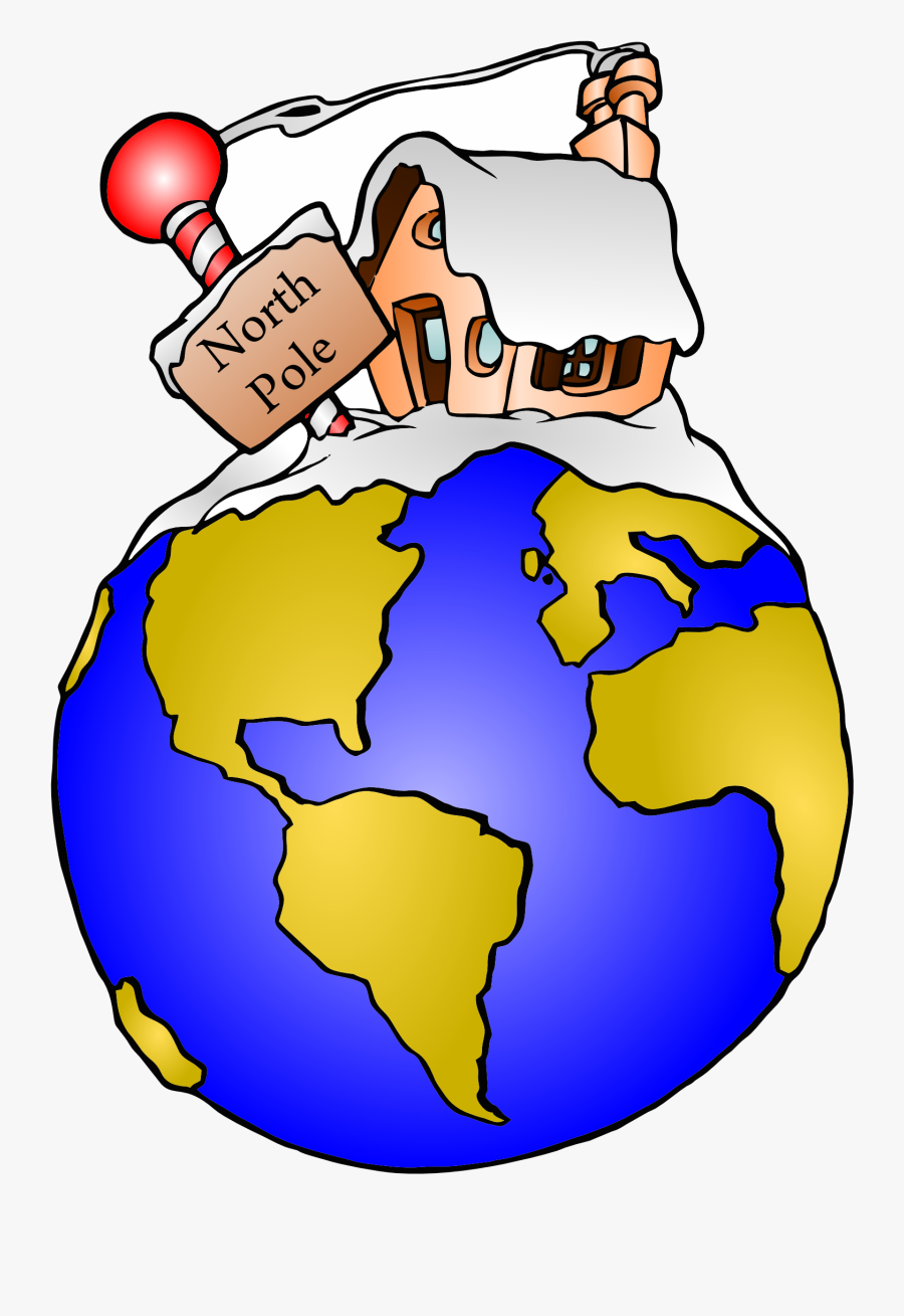 Mayday Clipart - North Pole Santa On Globe, Transparent Clipart