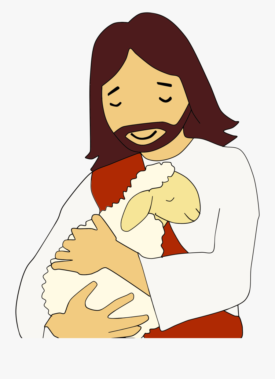 Clipart Cross Lamb - Jesus And The Lamb Cartoon, Transparent Clipart