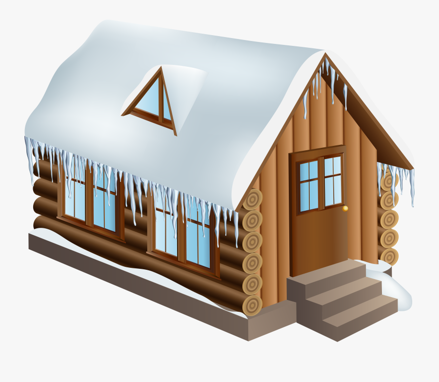 House With Snow Clipart - Log Cabin Snow Transparent, Transparent Clipart