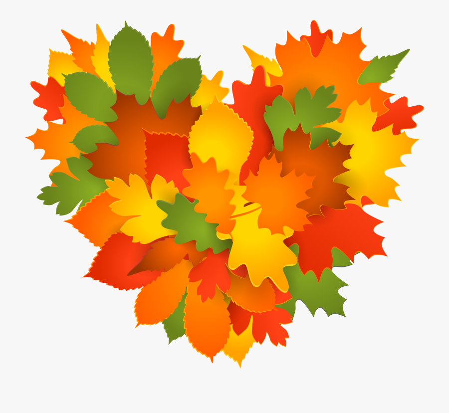 Fall Foliage Clip Art Heart, Transparent Clipart