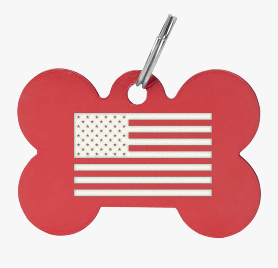Bone Shaped Tag With Custom American Flag Laser Engraved - Carmine, Transparent Clipart