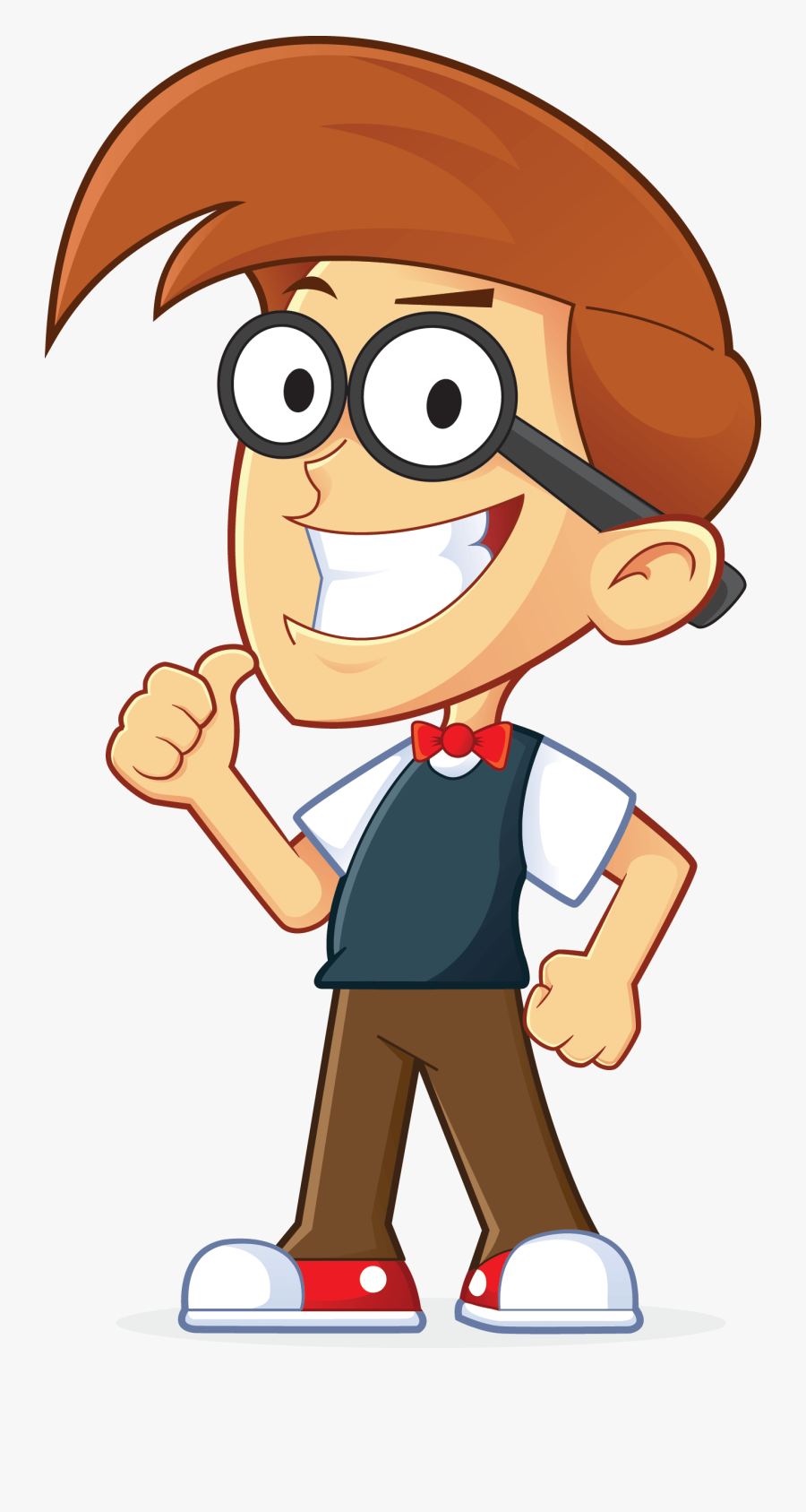 Free Nerd Geek Giving Thumbs Up People High Resolution - Cartoon Man Thinking Png, Transparent Clipart