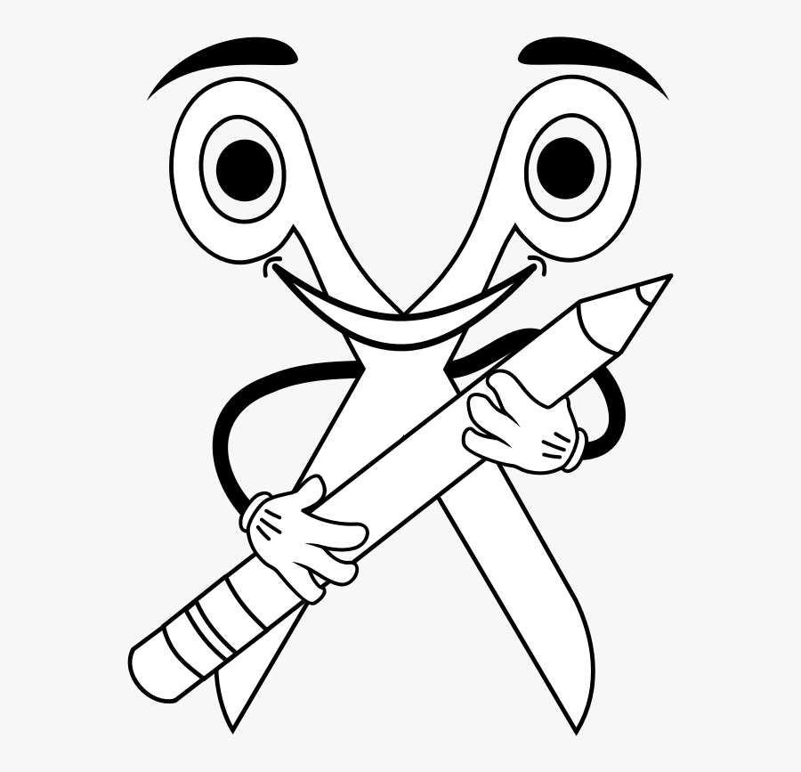 Openclipart Coloring Book Logo - Clipart Cartoon Scissors Black And White, Transparent Clipart