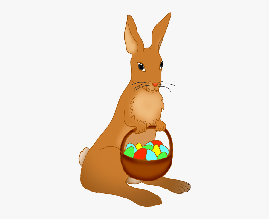 Funny Easter Bunny Clipart - Easter Bunny With Basket Of Eggs, Transparent Clipart