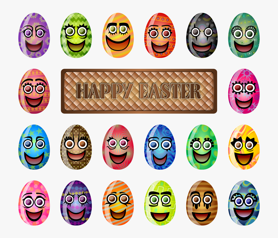 Colorful Easter Eggs Svg Clip Arts - Easter Eggs Happy Faces, Transparent Clipart