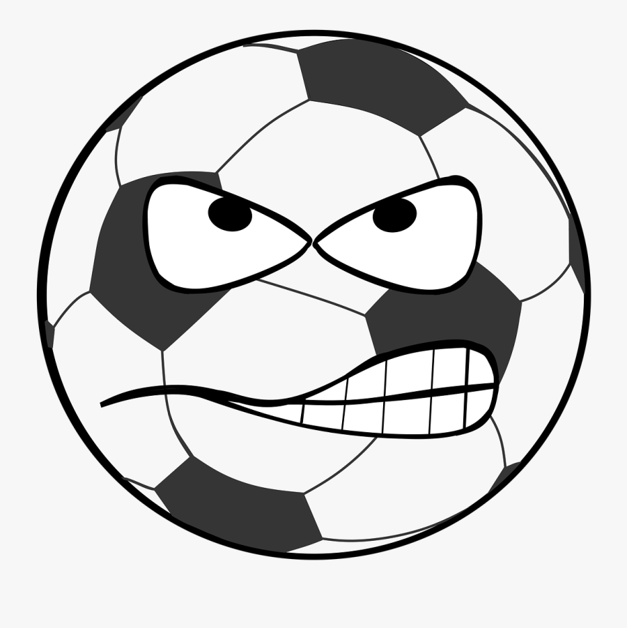 Football, Clip Art, Smiley, Evil, Flank, Shot, Goal - Soccer Ball Face Clipart, Transparent Clipart