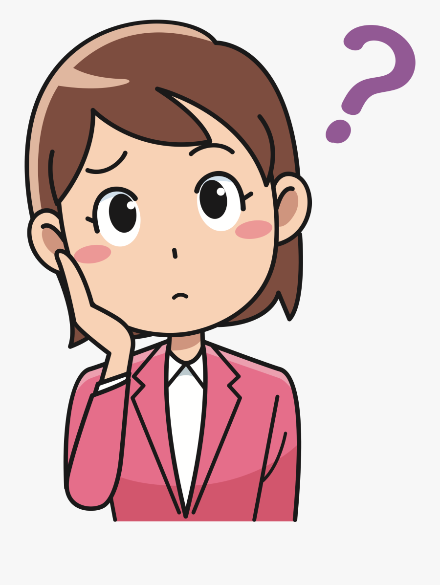 Woman Girl Clip Art - Thinking Cartoon Transparent Background , Free